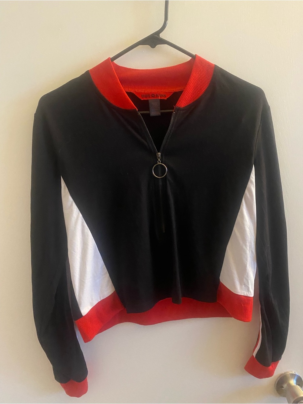 Hot Kiss Black, Red & White Half-Zip Athletic Pullover